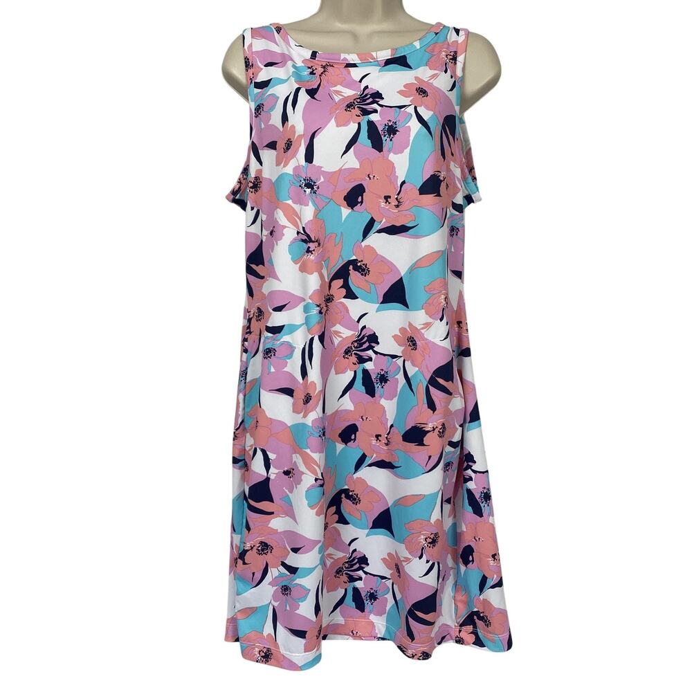 Columbia Chill River Dress Womens Medium Floral Tank Sundress Pockets Activewear